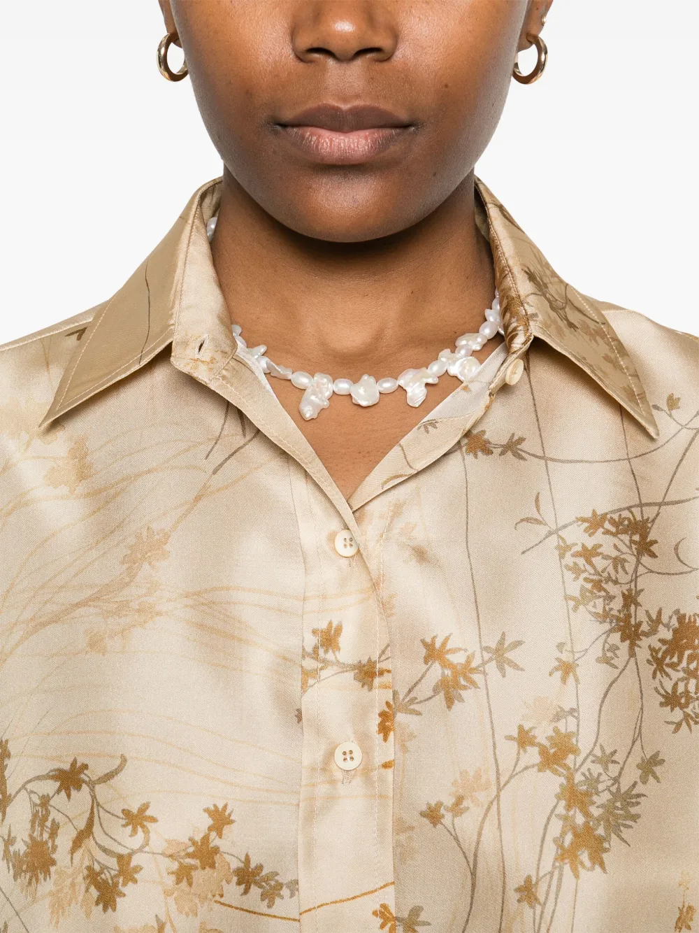 Alysi Zijden blouse Beige