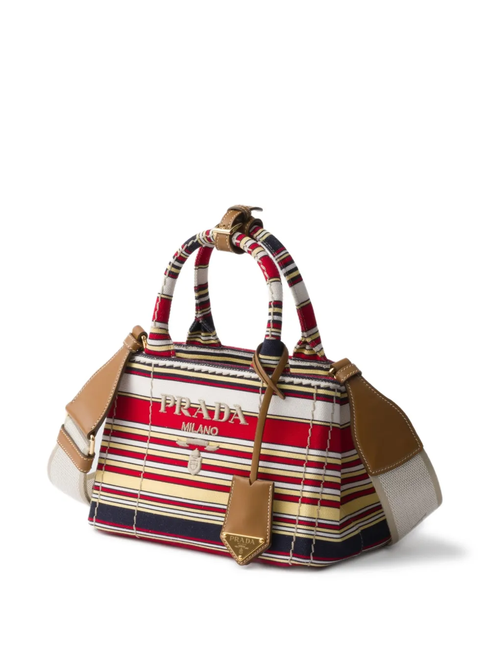 Prada Gestreepte canvas mini-tas Rood