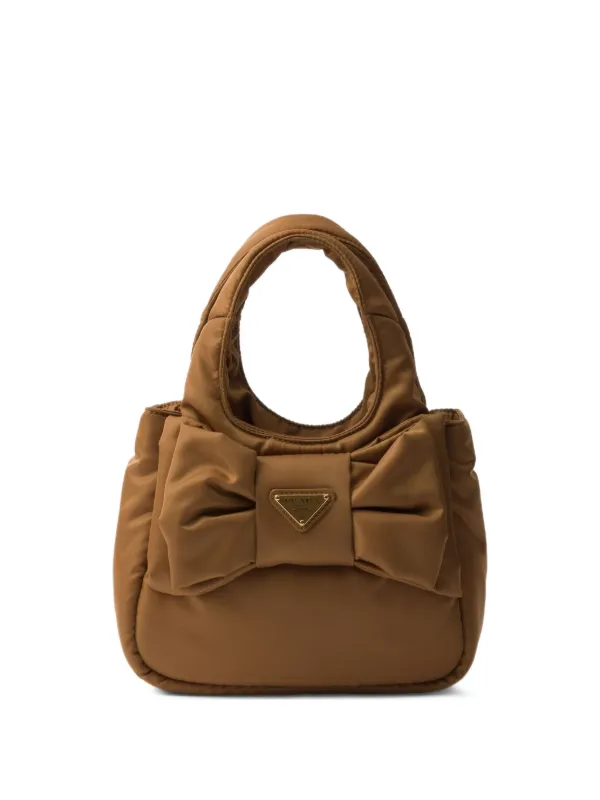 Prada Borsa Mini Re-Nylon Con Fiocco Marrone FARFETCH IT