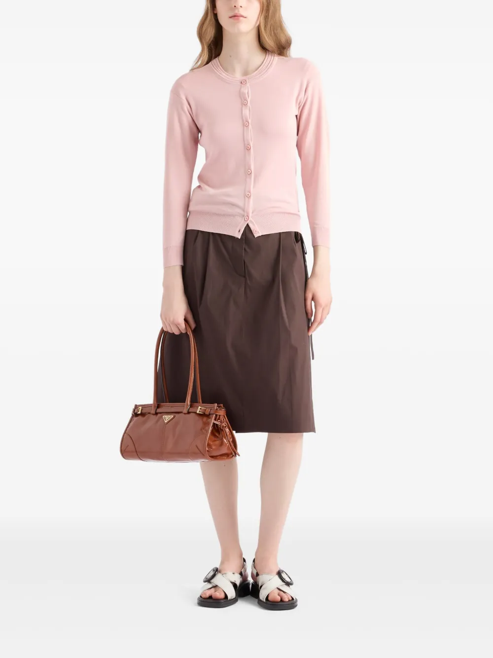 Prada Medium Bonnie leren shopper - Bruin