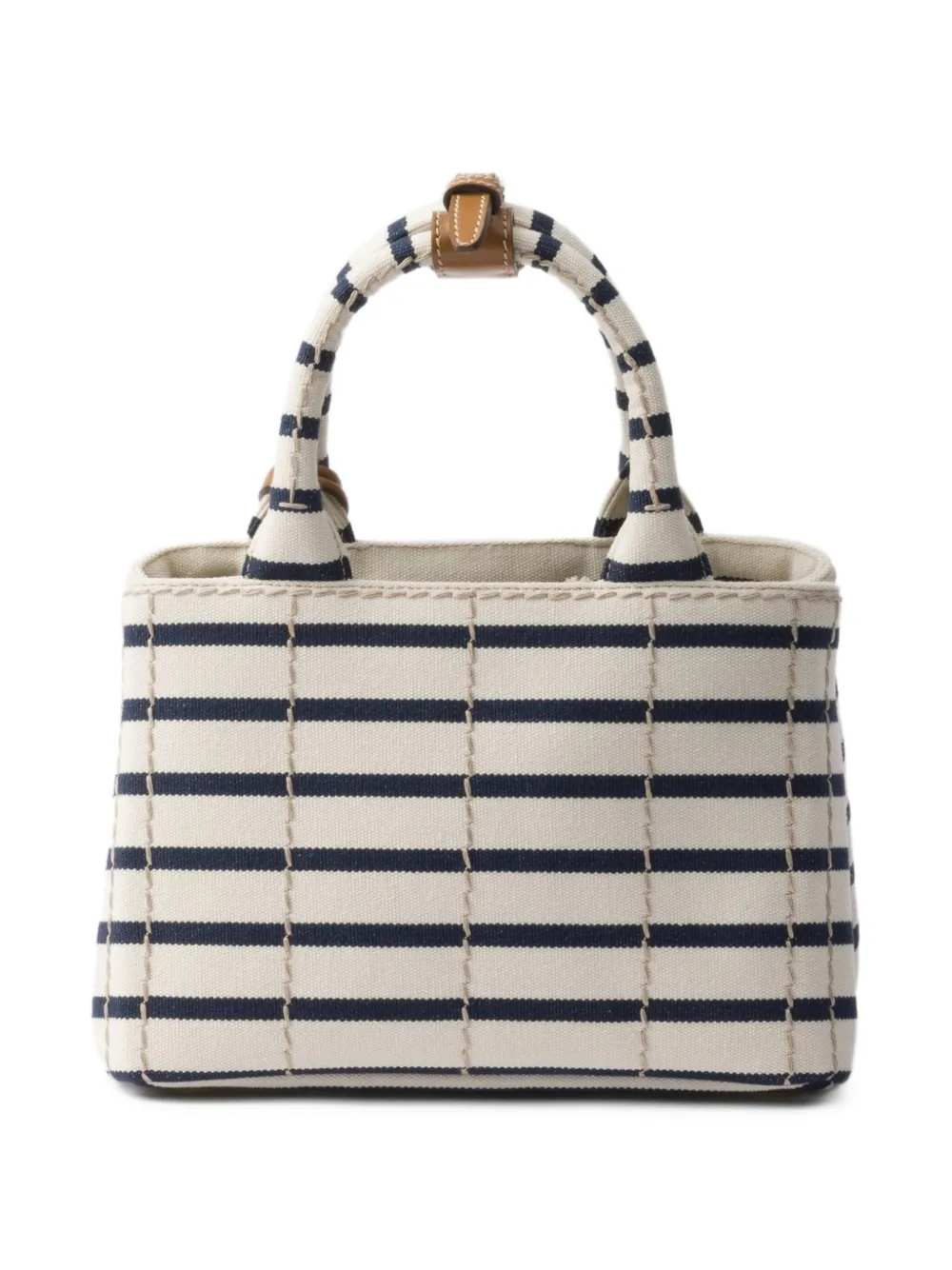 Prada Gestreepte canvas mini-tas Beige