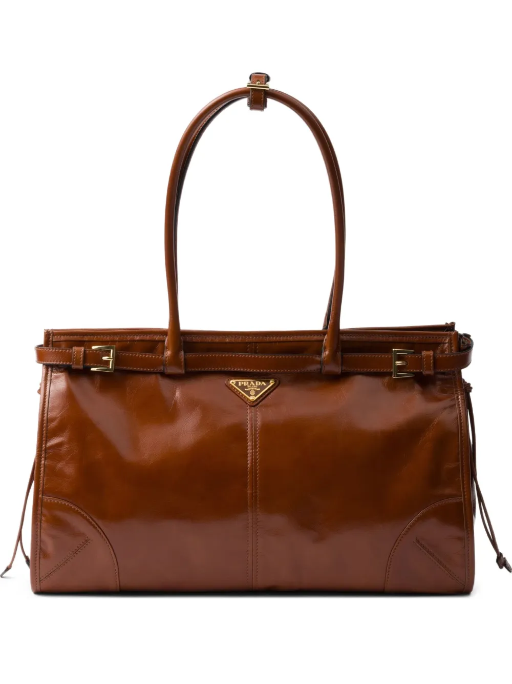 Prada Grote Bonnie leren shopper Bruin