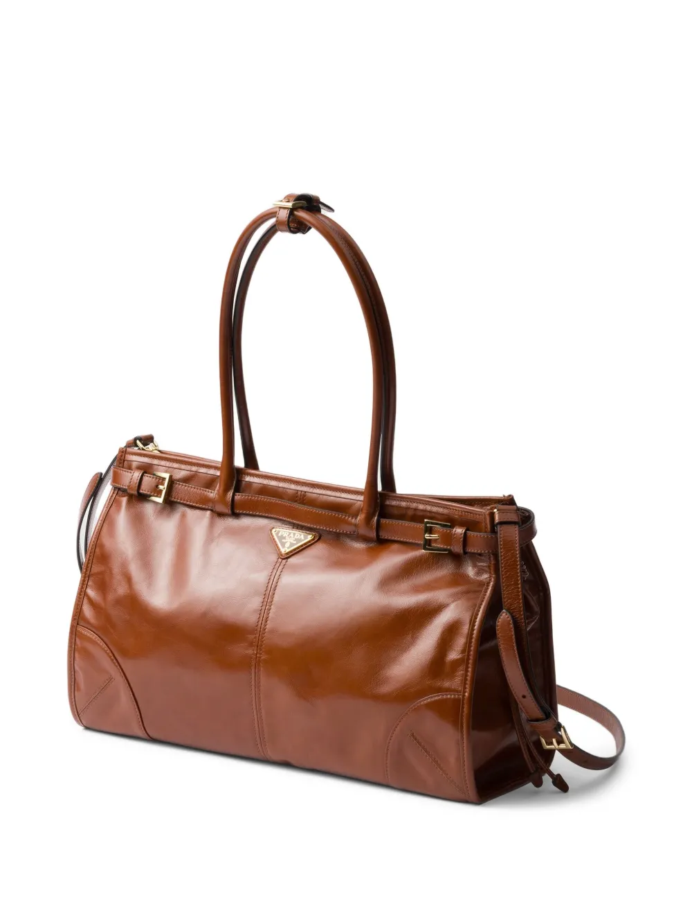 Prada Grote Bonnie leren shopper Bruin