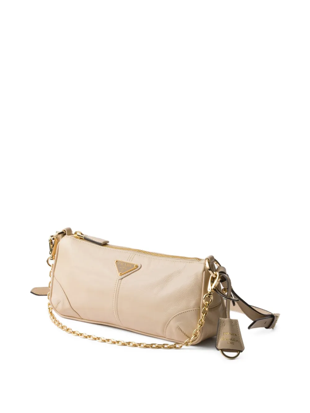 Prada Medium Re-Edition 2002 leren schoudertas Beige