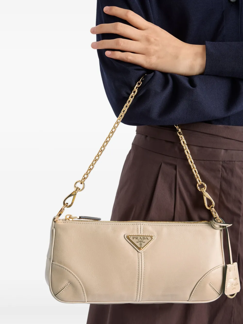 Prada Medium Re-Edition 2002 leren schoudertas - Beige