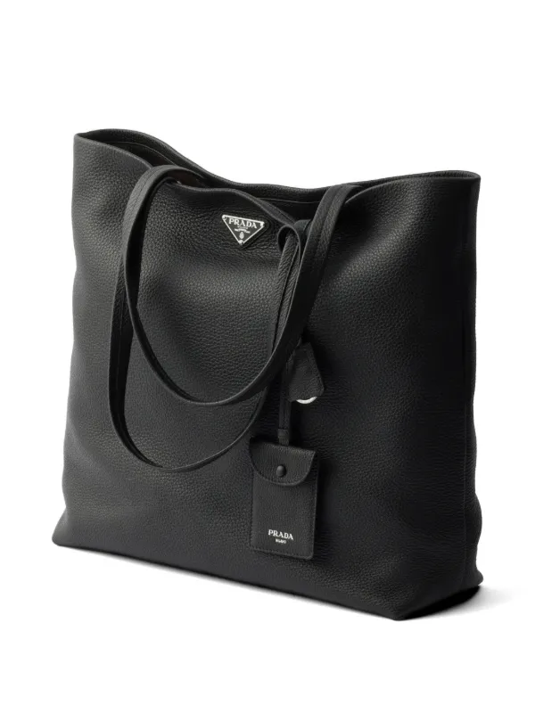 Prada レザー トートバッグ | ブラック | FARFETCH JP