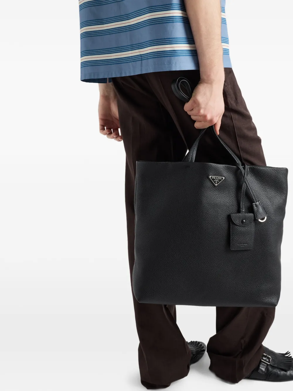 Prada レザー トートバッグ | ブラック | FARFETCH JP