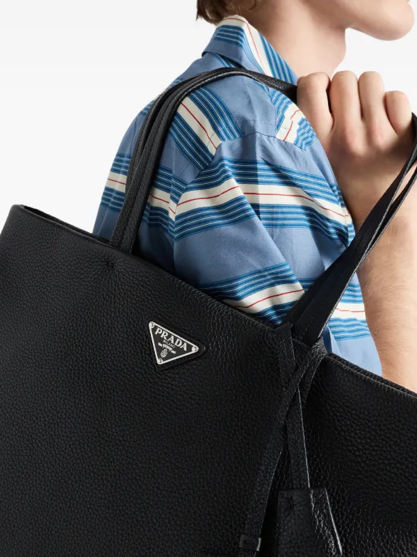 Prada レザー トートバッグ | ブラック | FARFETCH JP