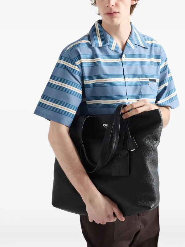 Prada レザー トートバッグ | ブラック | FARFETCH JP
