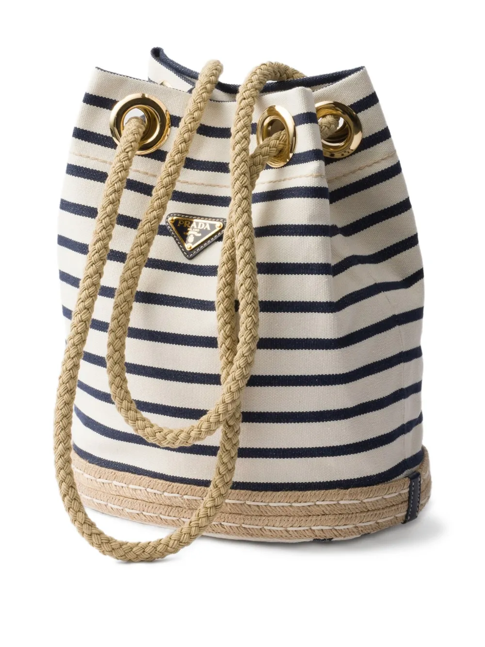 Prada Kleine gestreepte bucket-tas Wit