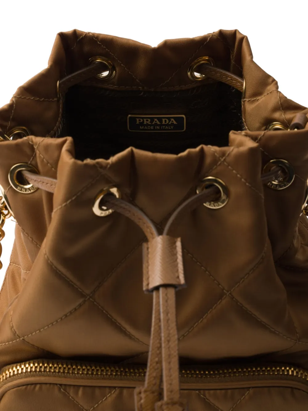 Prada Re-Edition 1995 Chaîne bucket-tas Bruin