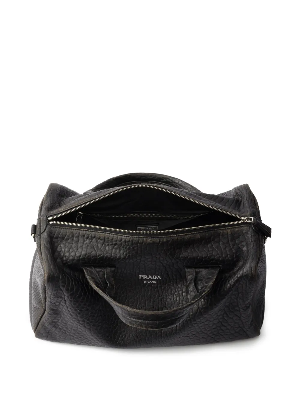 Prada Leren duffeltas Zwart