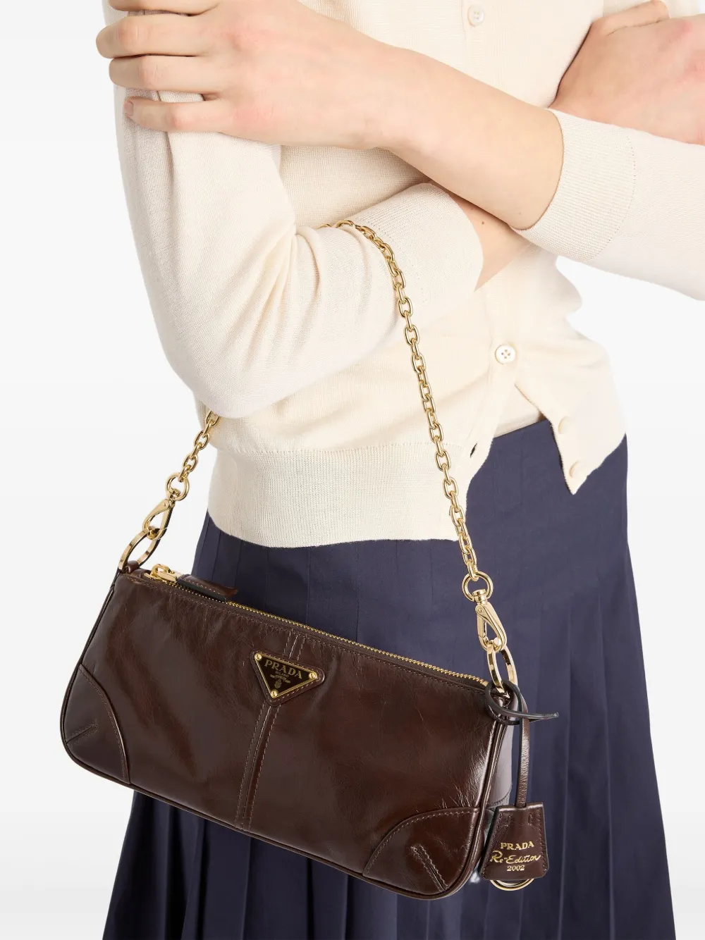 Prada Medium Re-Edition 2002 leren schoudertas Bruin