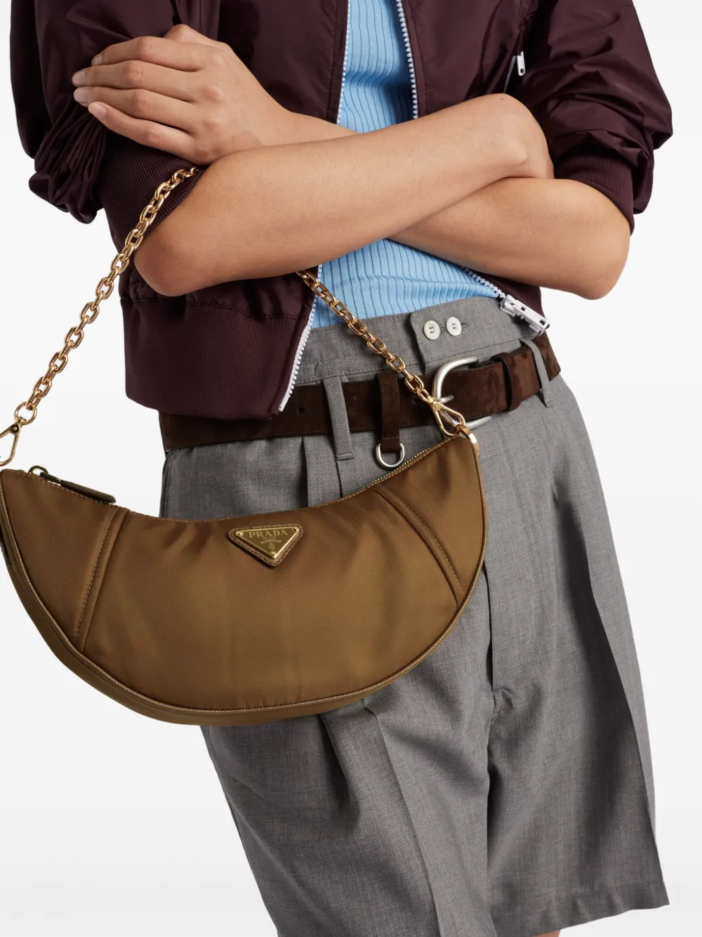 Prada Re-Nylon schoudertas Bruin