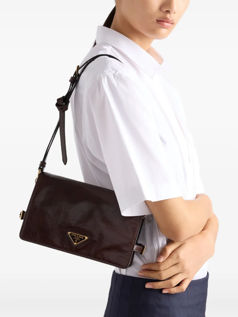 Prada Leren schoudertas - Bruin