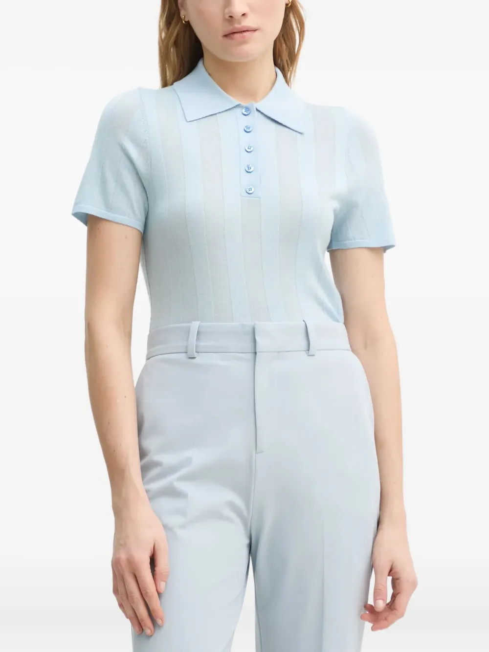 AERON polo à design côtelé | bleu | Image 1
