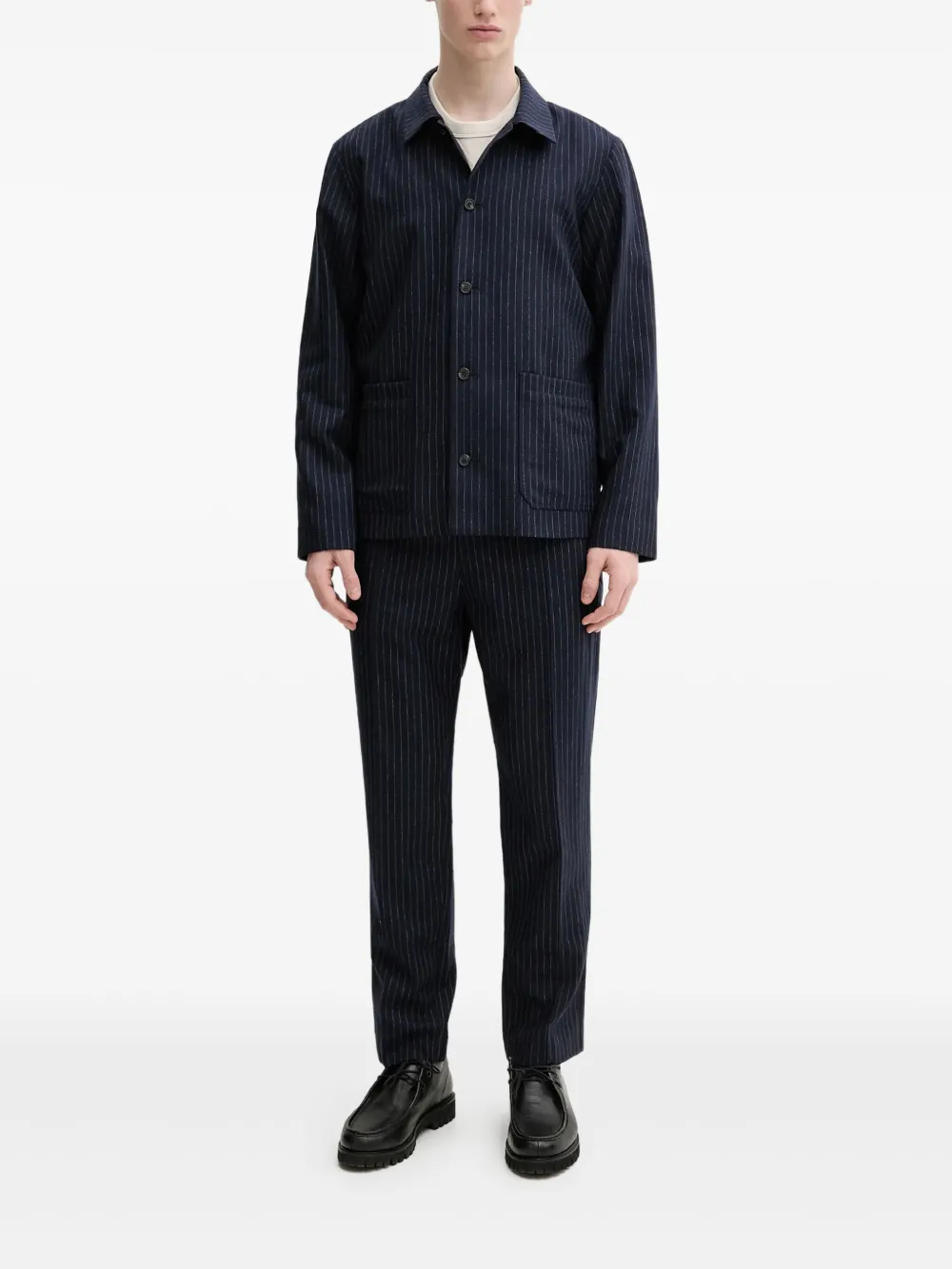 A.P.C. pinstripe drawstring trousers | Blue | Image 1
