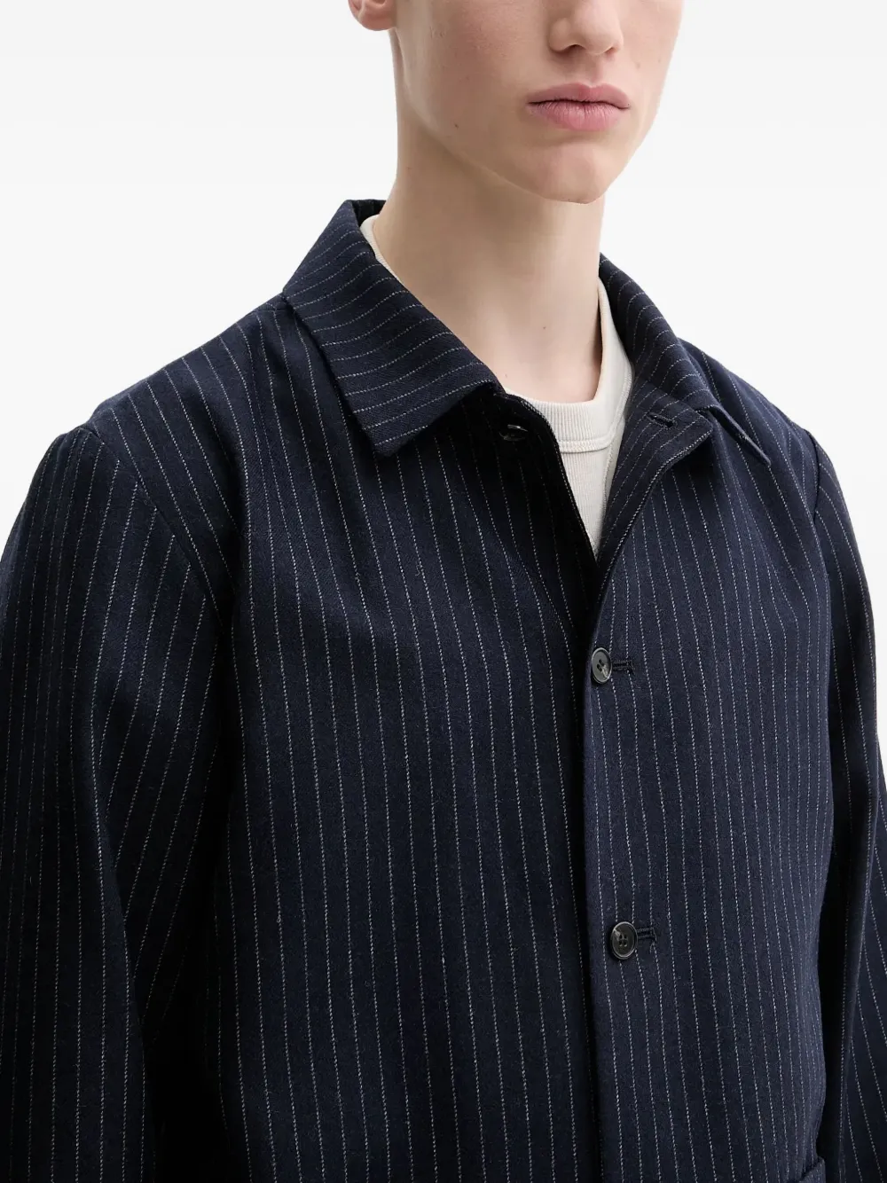 A.P.C. Jack van wolblend met krijtstreep Blauw