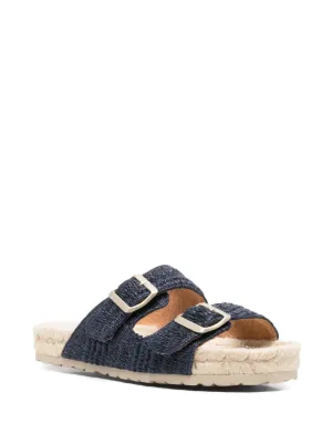 サンダル・ミュール MANEBI Women Sandals U15Y0 COTTONCROCHETBLACKANDSUNSETORANGE Manebí | Leather Sandals - Yucatán - Multicolor On Black-U15Y0