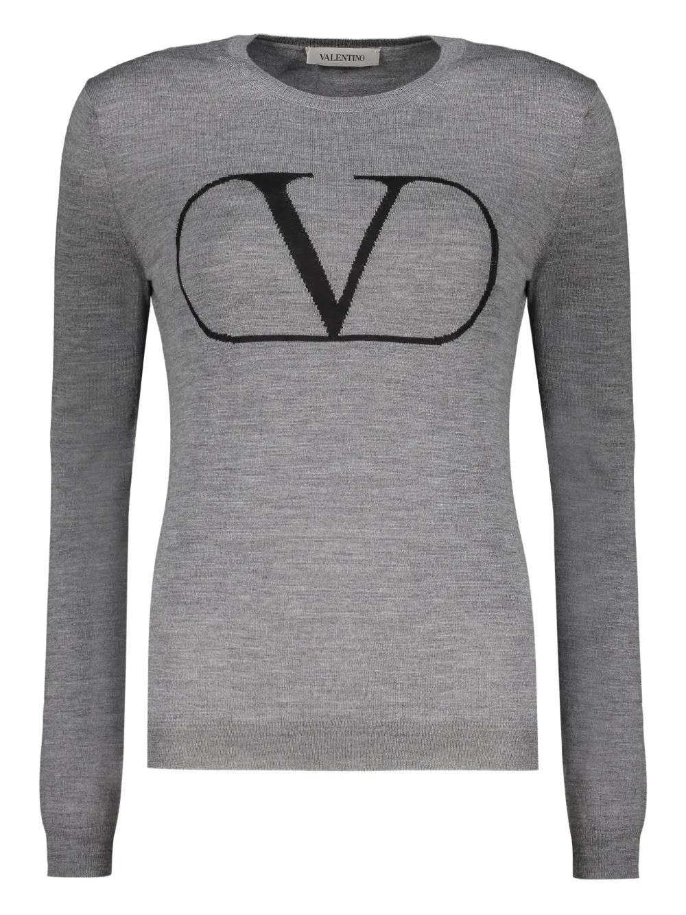 Valentino Garavani Intarsia gebreide trui met logo Grijs