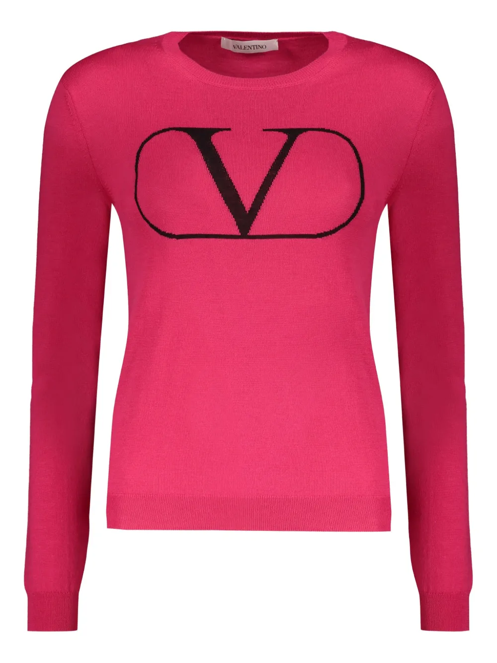 Valentino Garavani Intarsia gebreide trui met logo Roze