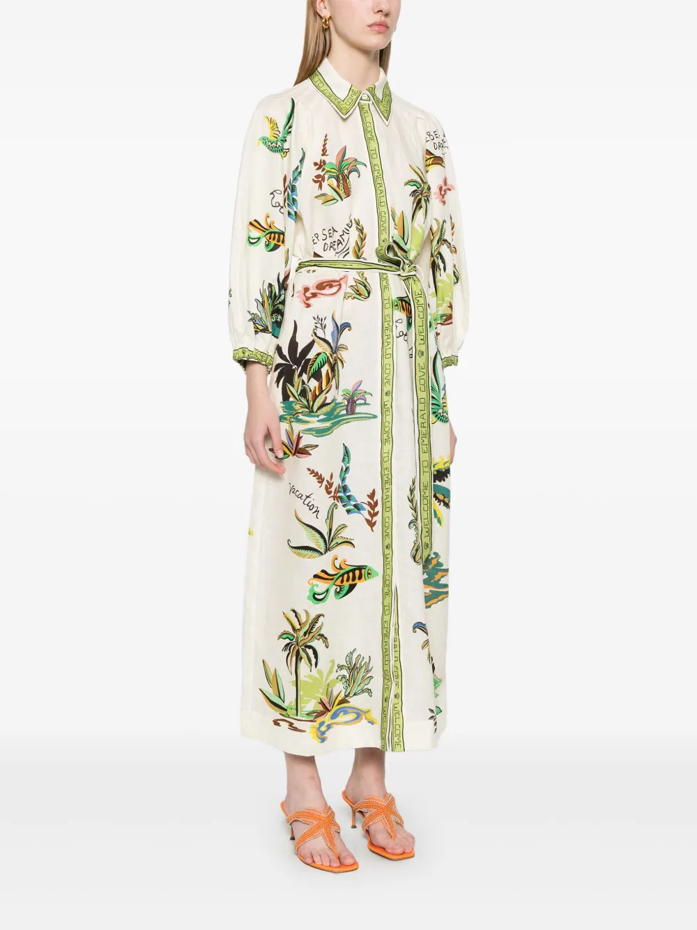 ALEMAIS Day Dream midi-jurk Beige