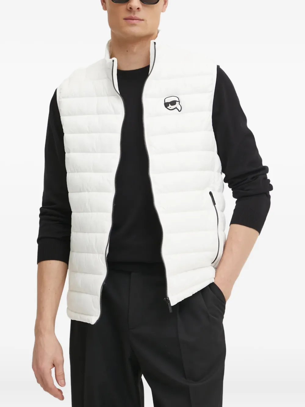 Karl Lagerfeld Bodywarmer met logopatch Wit