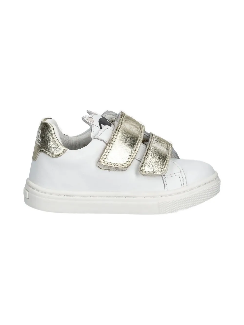 Karl Lagerfeld Kids metallic-strap leather sneakers White