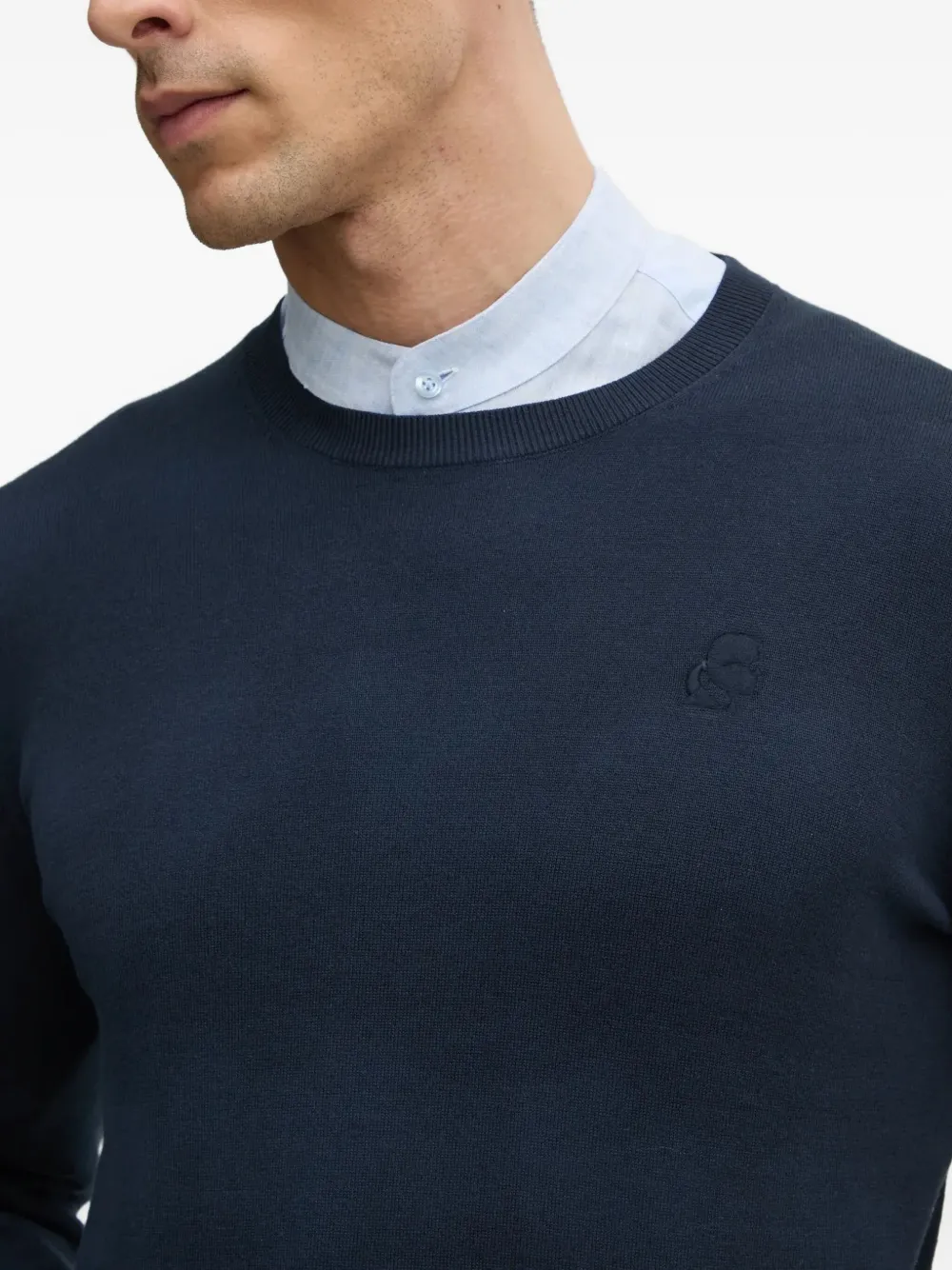 Karl Lagerfeld Sweater met borduurwerk en ronde hals Blauw