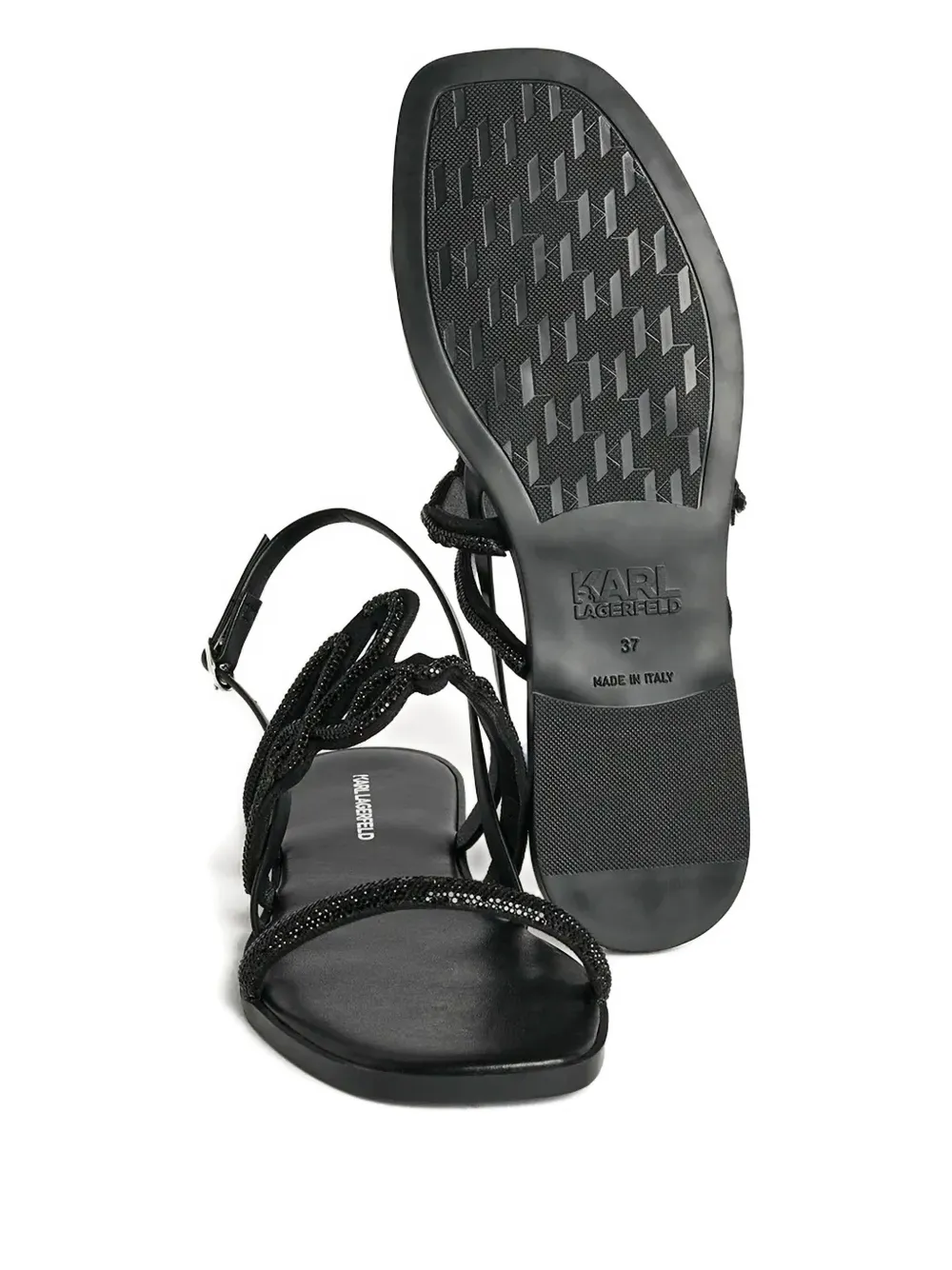 Karl Lagerfeld Olympia beaded strappy sandals Black