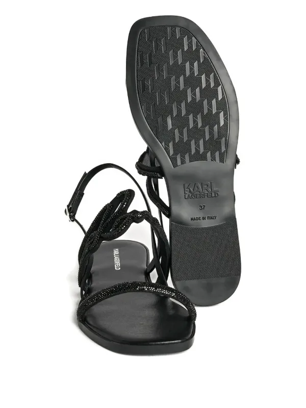 Karl Lagerfeld Olympia Beaded Strappy Sandals | Black