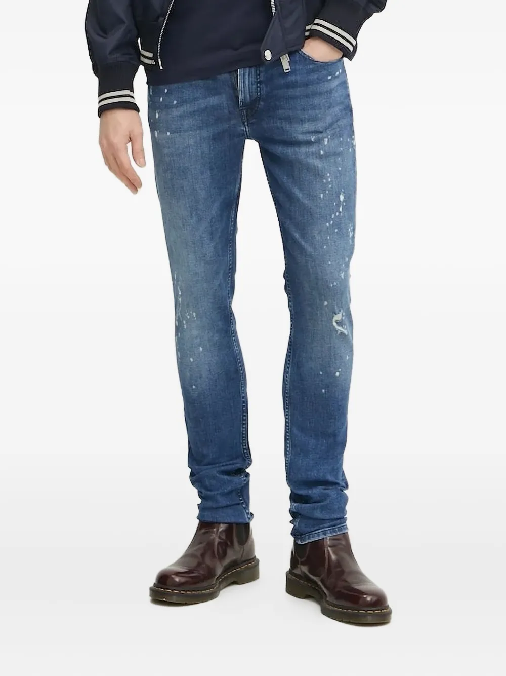 Karl Lagerfeld Paint-splatter Jeans In Blue