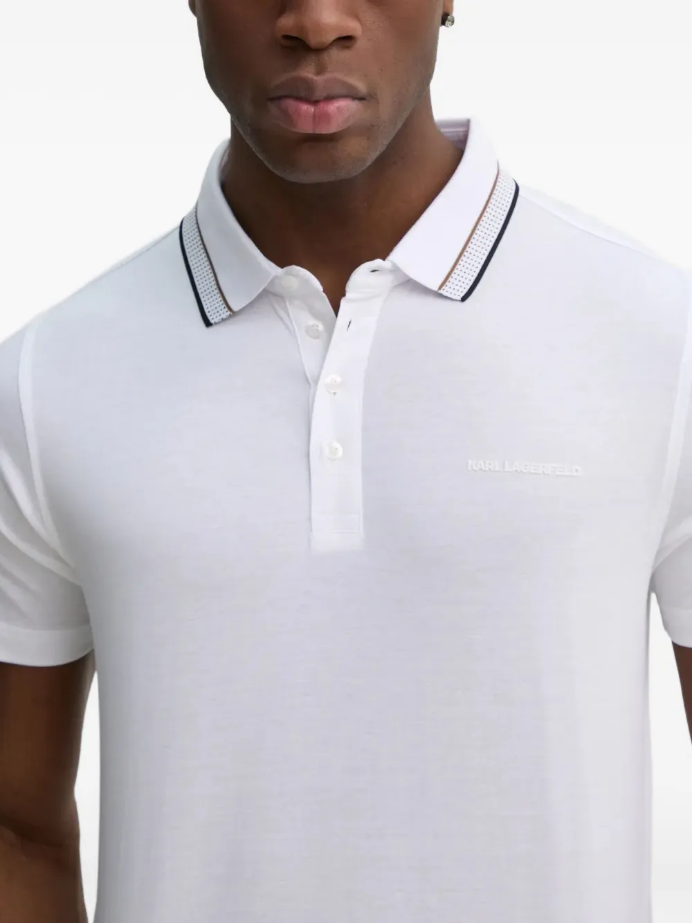 Karl Lagerfeld Poloshirt met gestreepte kraag Wit