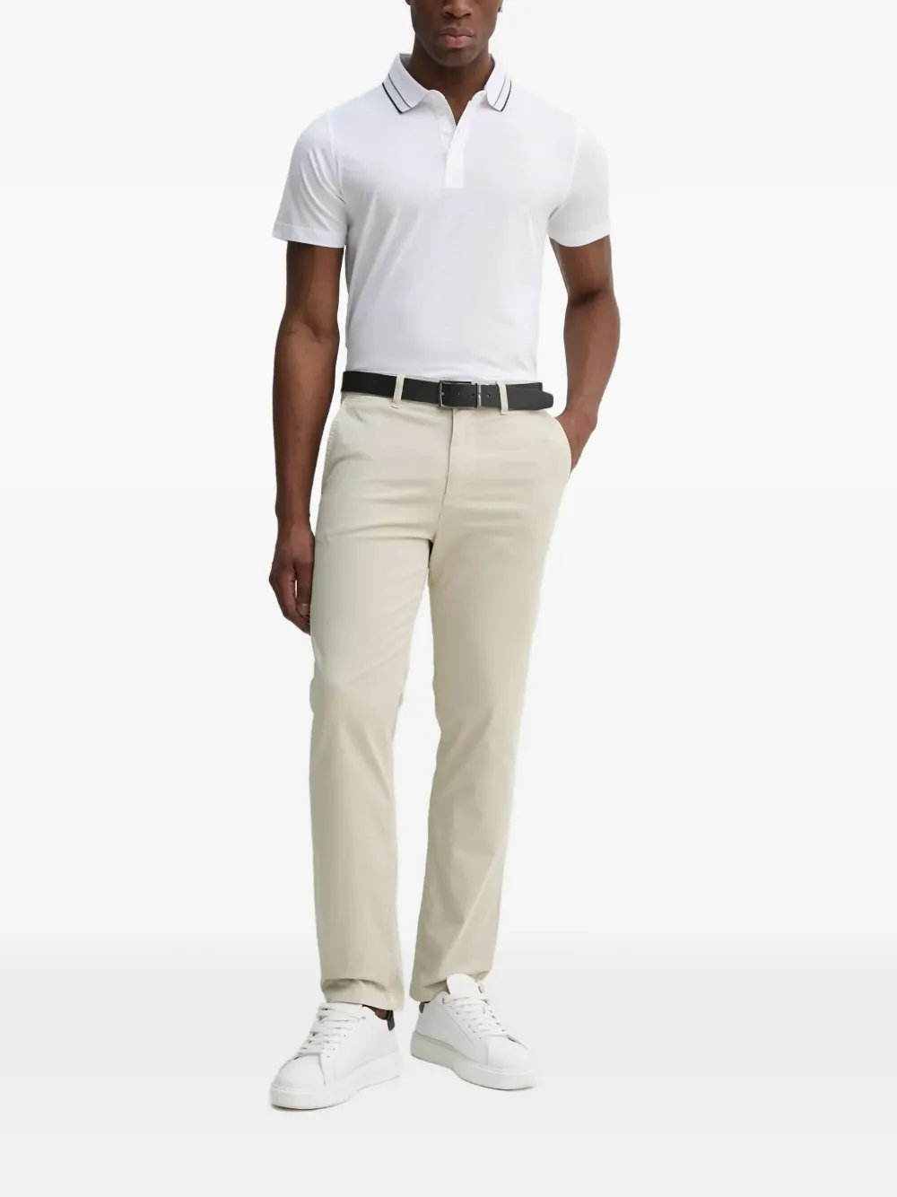 Karl Lagerfeld Poloshirt met gestreepte kraag Wit