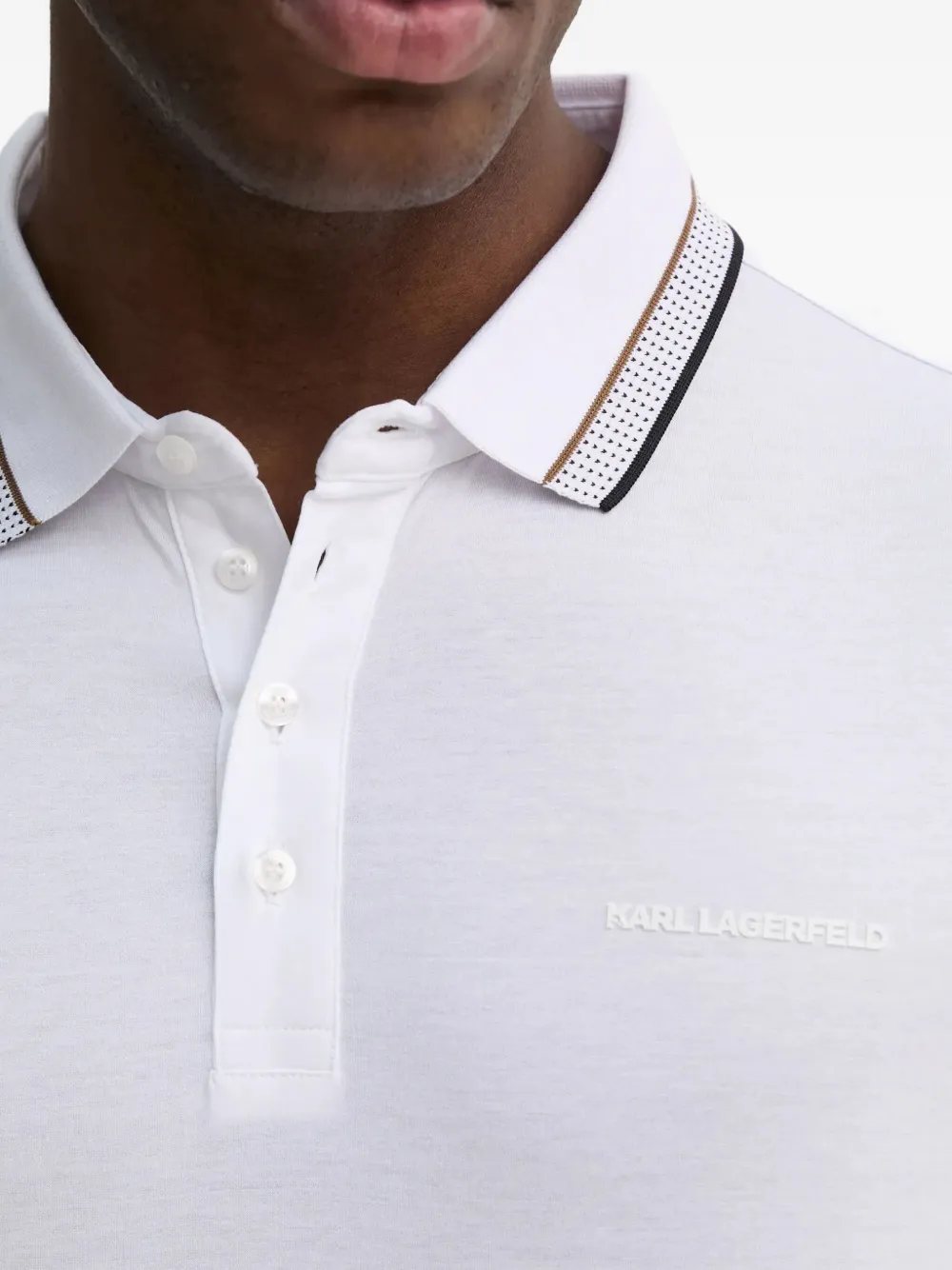 Karl Lagerfeld Poloshirt met gestreepte kraag Wit