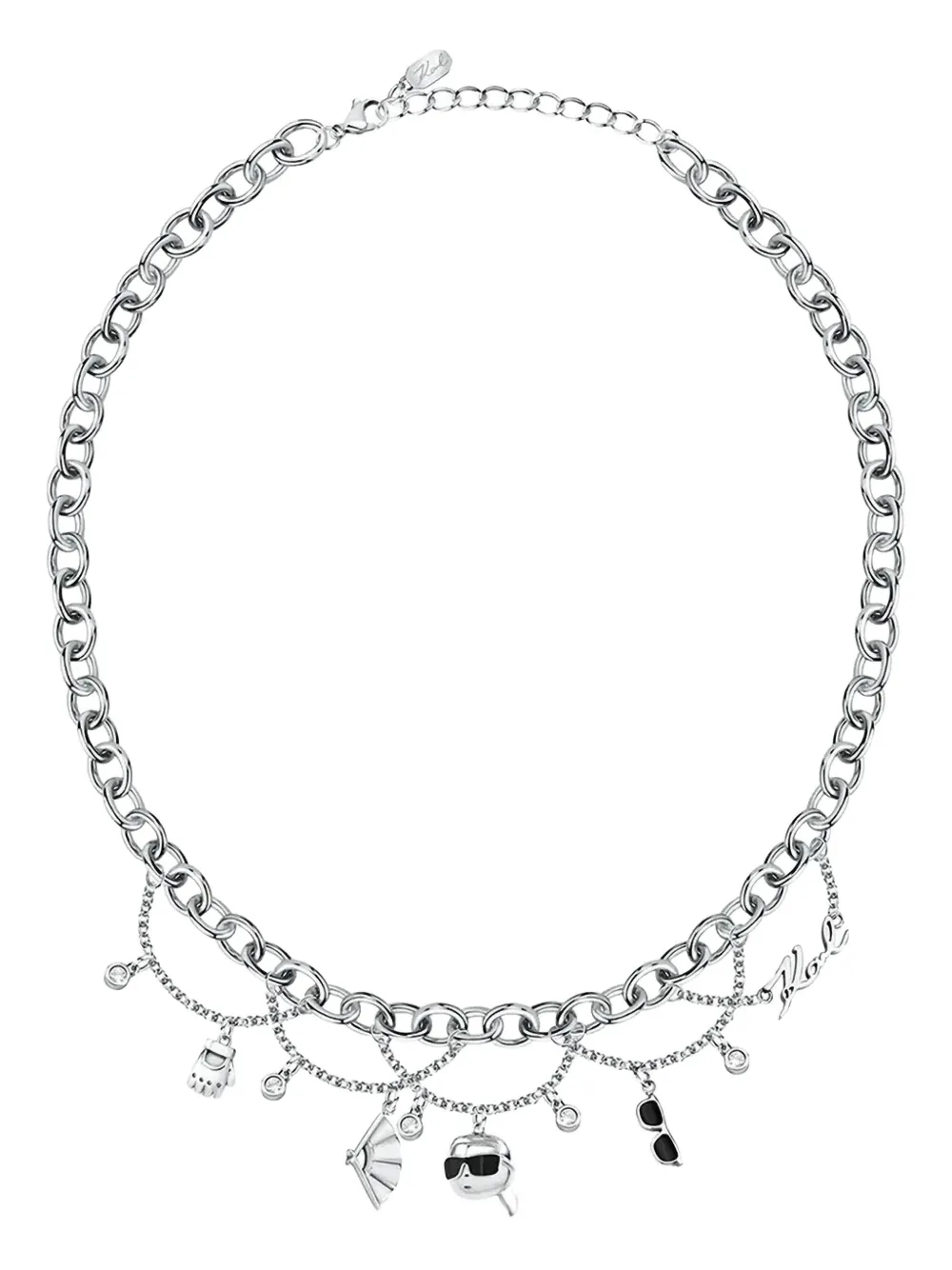 Karl Lagerfeld Multiple-charms Necklace In Metallic