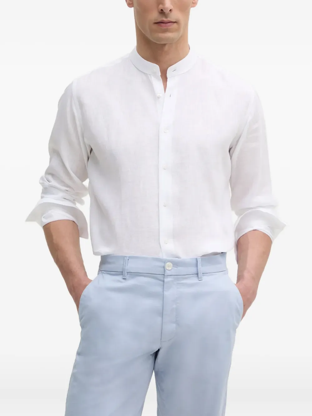Karl Lagerfeld mandarin-collar cotton shirt | White | Image 1