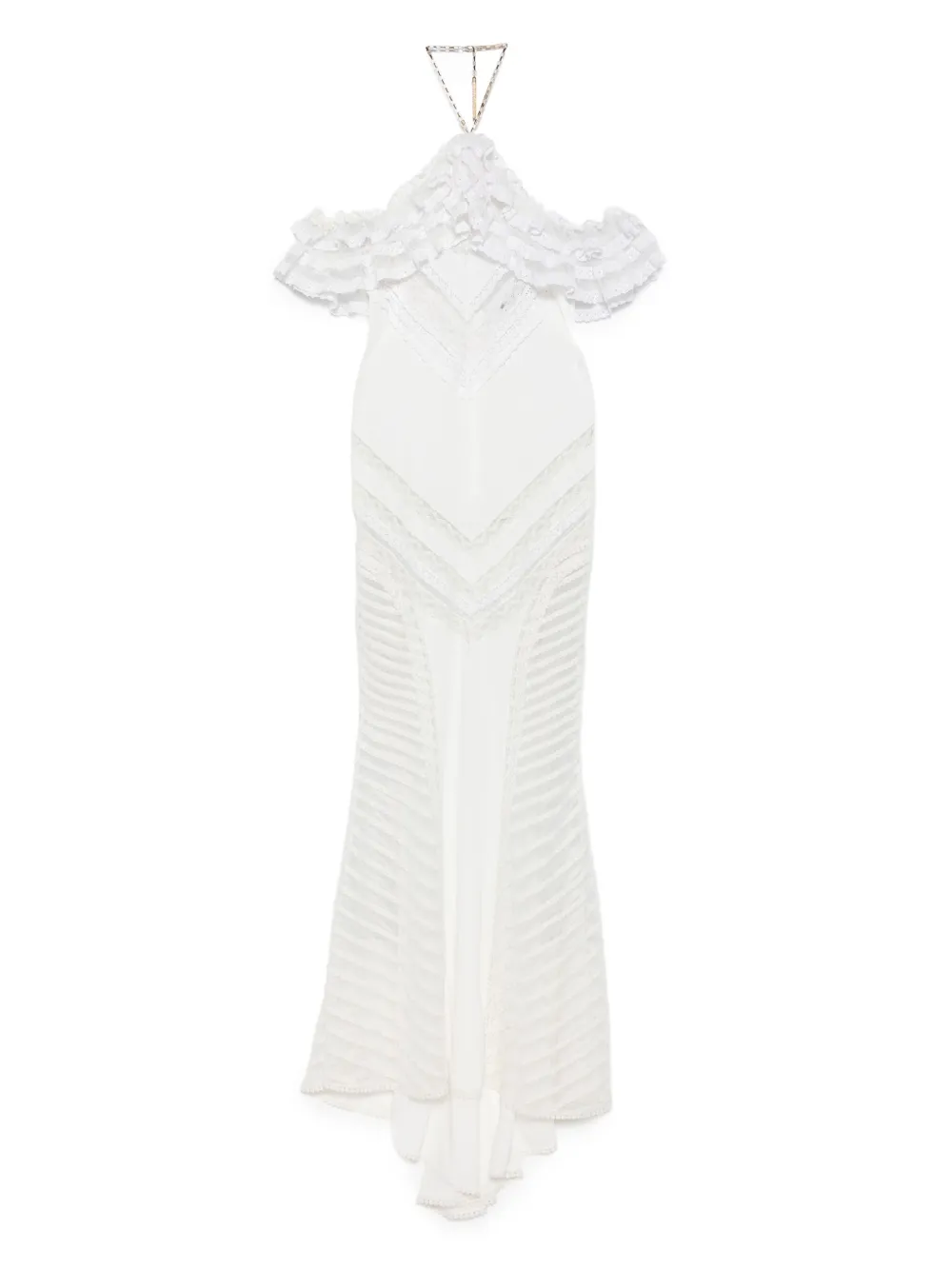 Amen Maxi-jurk met kant Wit