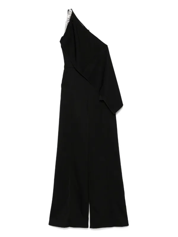 David Koma Crystal-embellished Draped Jumpsuit in Black