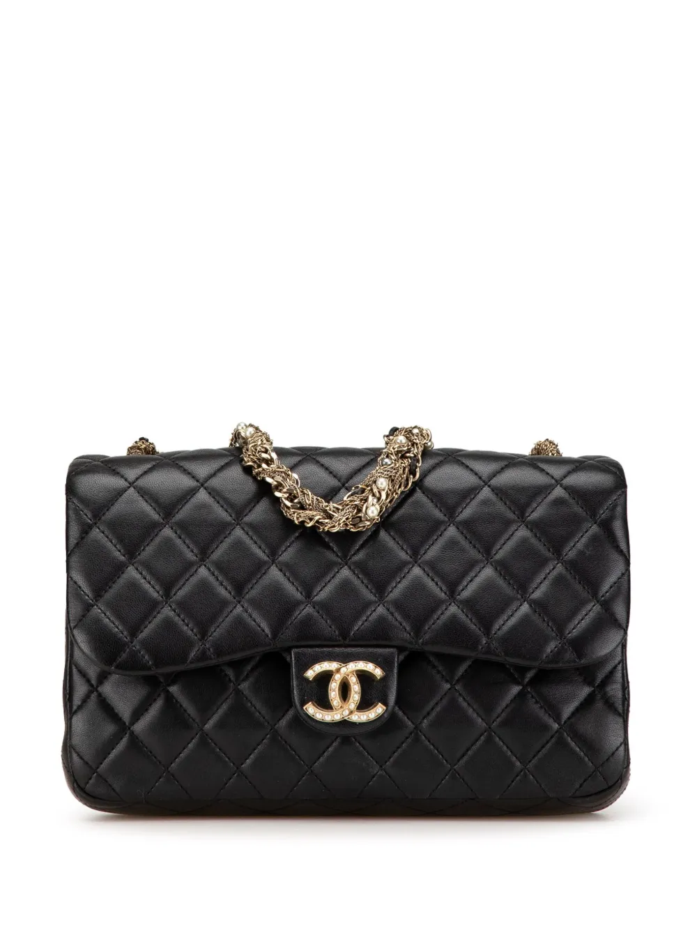 CHANEL Pre-Owned 2017-2018 Medium Quilted Lambskin Westminster Pearl Flap shoulder bag | Black | Image 1
