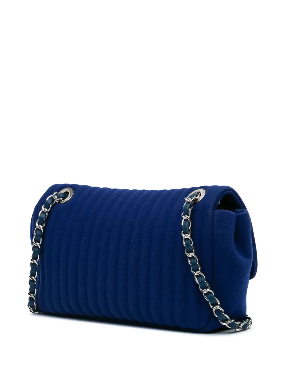 CHANEL Pre-Owned sac porté épaule Chain Flap médium en jersey à matelassage vertical (2016-2017) | Pre-owned | Image 2
