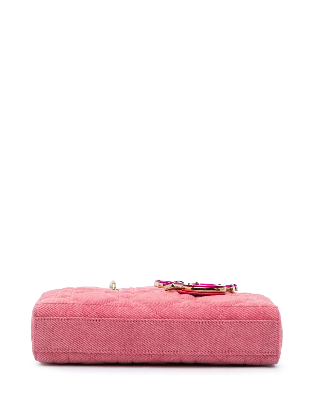 Pre-owned Dior 2022 Medium Denim Macrocannage Lady D Joy Satchel In Pink