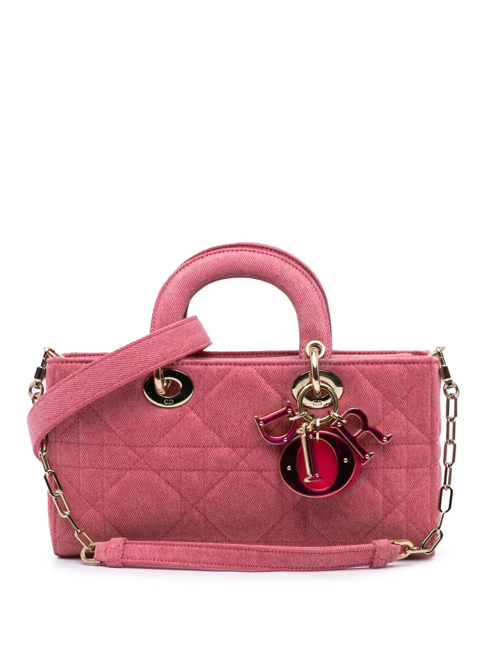 Christian Dior Pre-Owned 2022 ミディアム デニム マクロカナージュ レディ D ジョイ サッチェルバッグ - Christian Dior Pre-Owned 2022 ミディアム デニム マクロカナージュ レディ D ジョイ サッチェルバッグ -