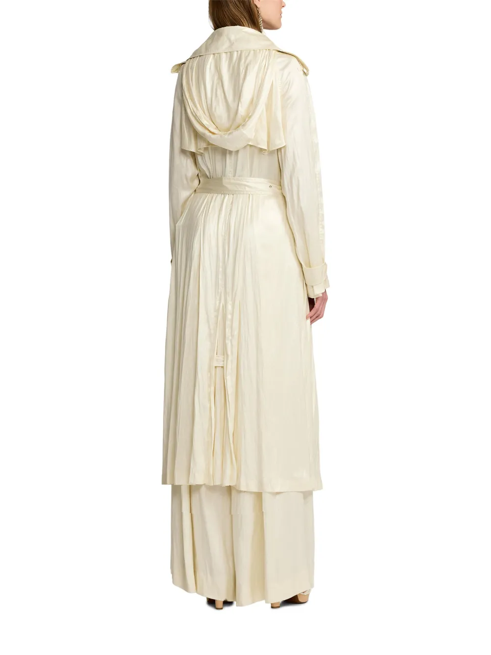 Ralph Lauren Twyla Technical Glossy Charmeuse Trench Coat In Neutrals