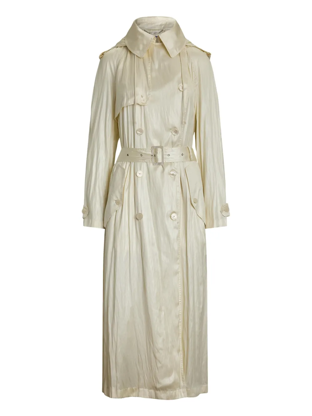 Ralph Lauren Twyla Technical Glossy Charmeuse Trench Coat In Neutrals
