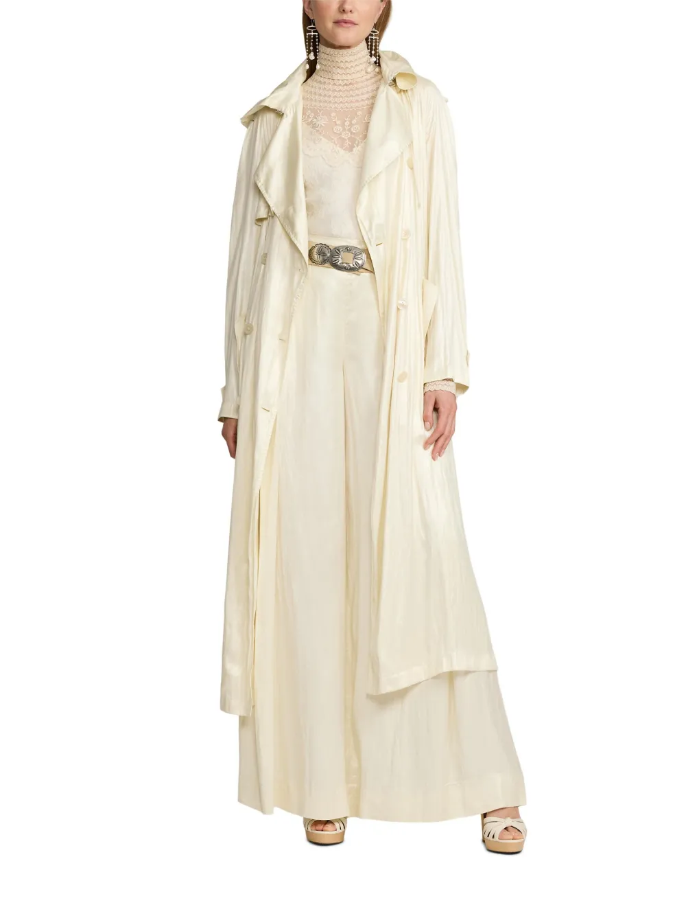 Ralph Lauren Twyla Technical Glossy Charmeuse Trench Coat In Neutrals