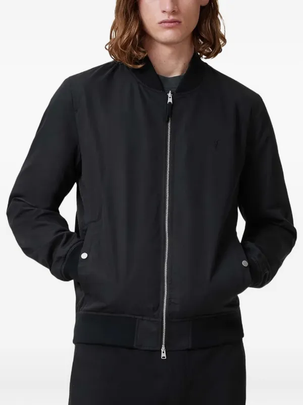 AllSaints Embroidered zip-front Reversible Bomber Jacket Black