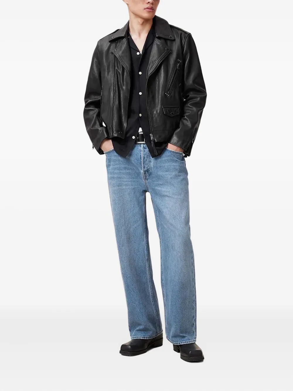 AllSaints Leren jack Zwart