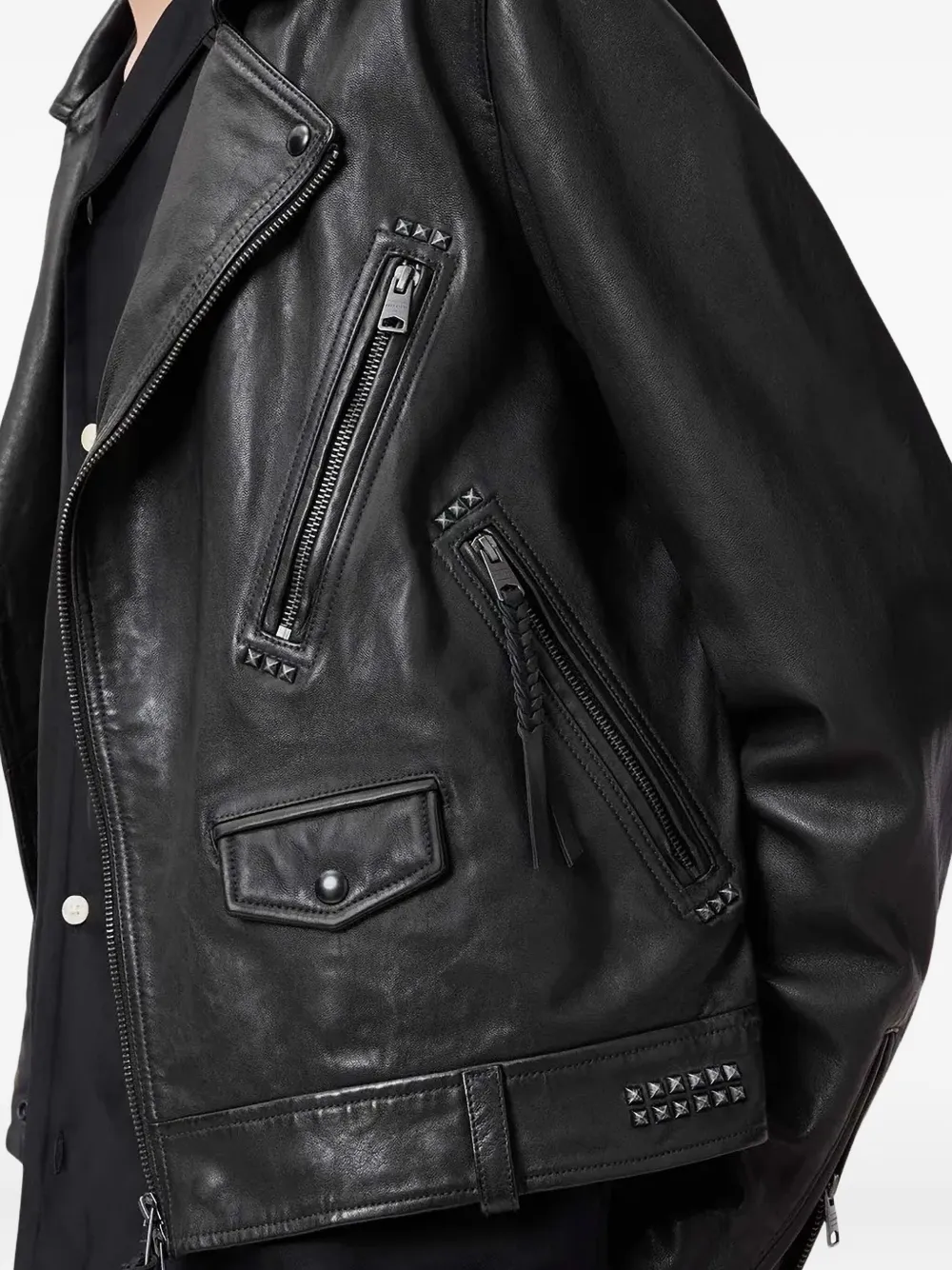 AllSaints Leren jack Zwart