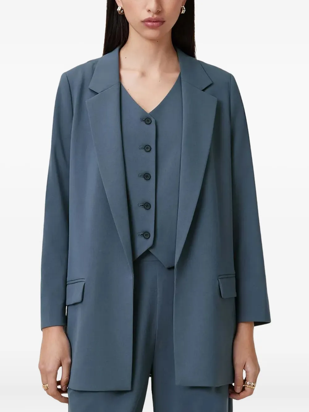 Allsaints Notched-lapel Blazer In Blue